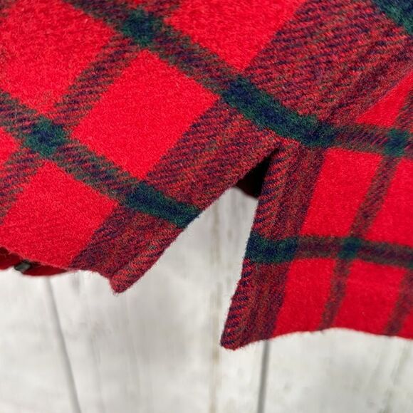 Lauren Ralph Lauren 100% Lambswool Plaid Pullover Shirt Jacket Red Navy Tartan - Picture 11 of 15